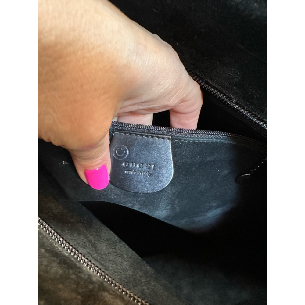 Gucci Black Suede Large Tote w/ Crossbody Strap - Picture 6 of 16